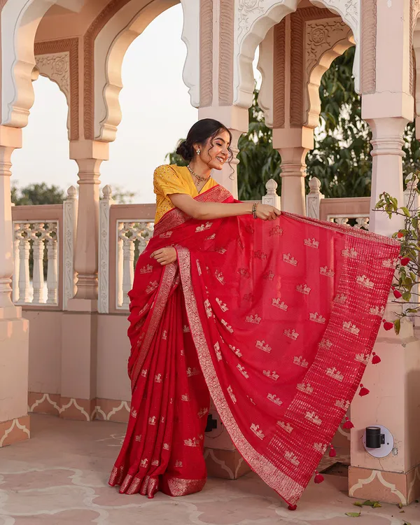 Deer_Motif_Shimmer_Georgette_Saree