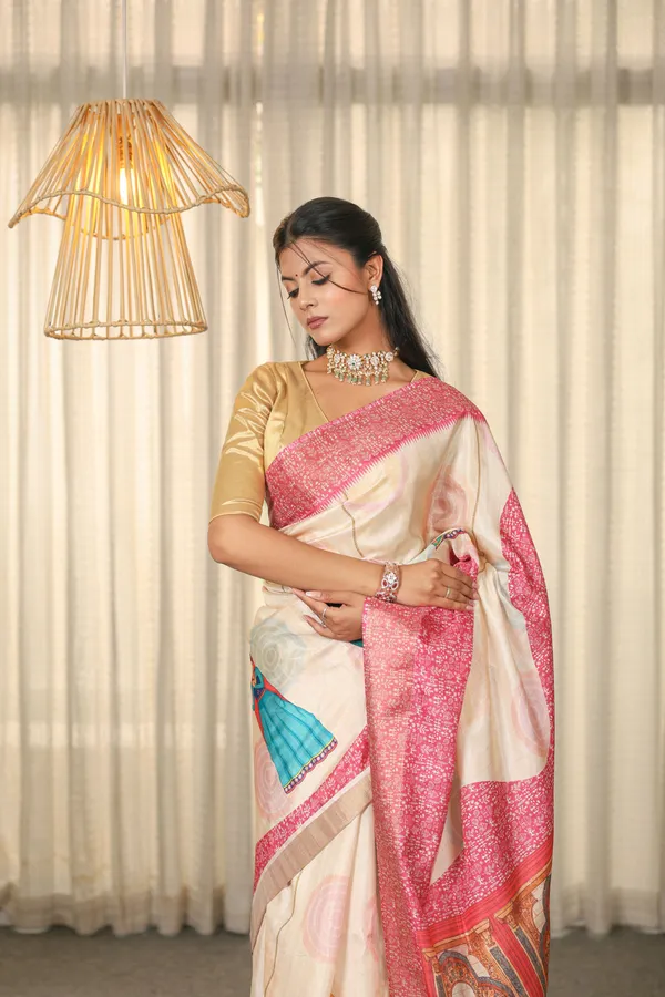 Off-White_Pink_Rajasthani_Saree