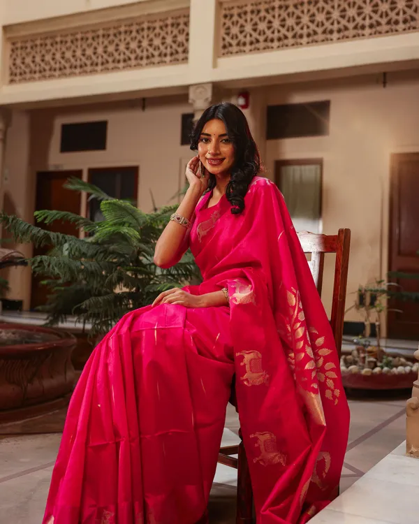 Dark_Pink_Pichwai_Cotton_Saree