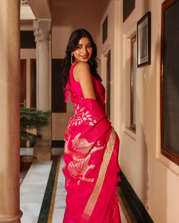 Dark_Pink_Pichwai_Cotton_Saree