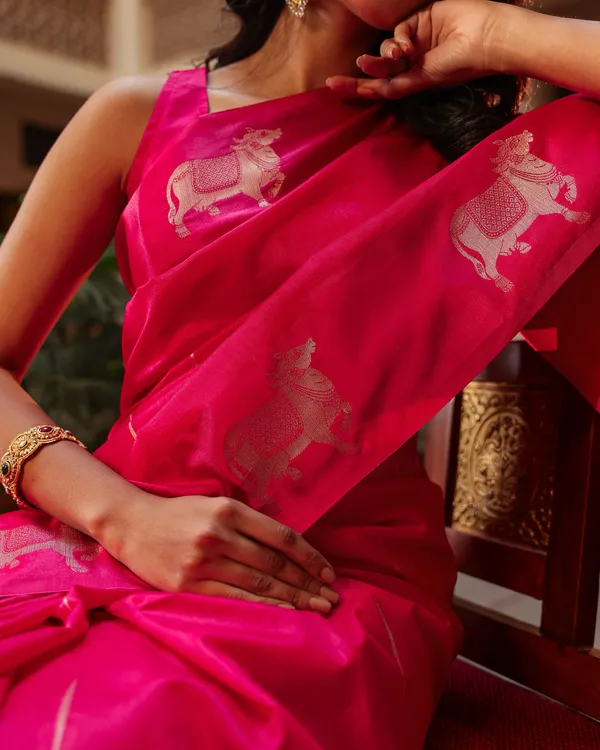 Dark_Pink_Pichwai_Cotton_Saree