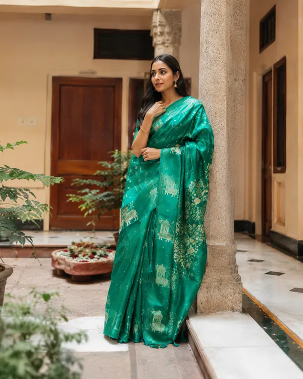 Teal_Green_Pichwai_Cotton_Saree