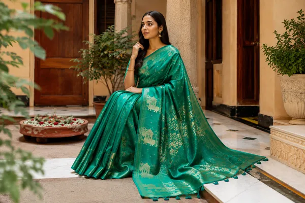 Teal_Green_Pichwai_Cotton_Saree