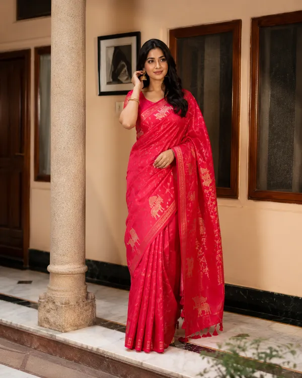 Dark_Pink_Pichwai_Cotton_Saree