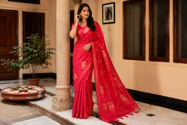 Dark_Pink_Pichwai_Cotton_Saree
