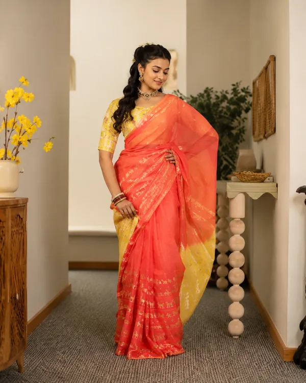Peach_Yellow_Viscose_Saree