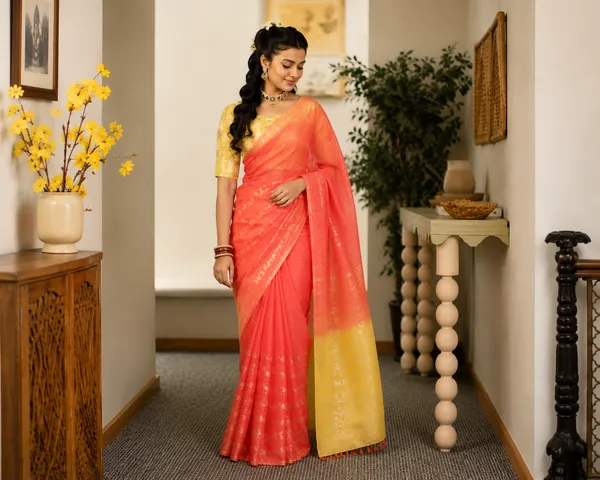 Peach_Yellow_Viscose_Saree