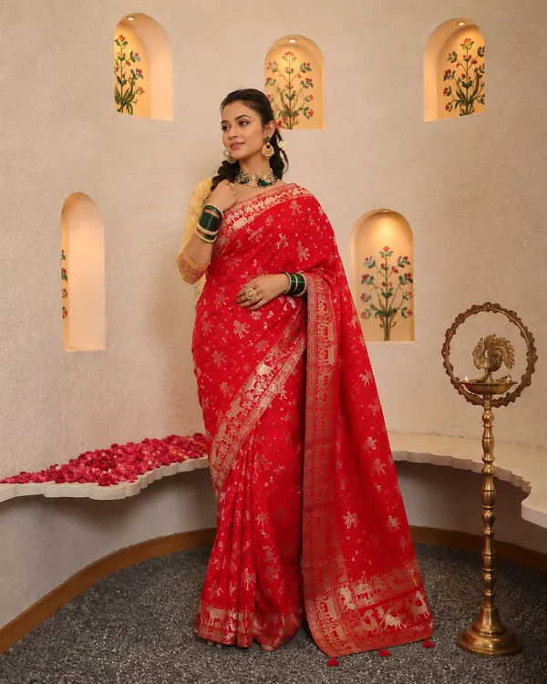 Bright_Red_Banarasi_Silk_Saree