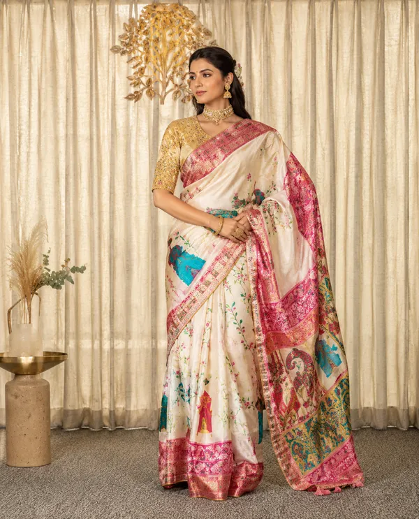 Off-White_Pink_Rajasthani_Saree