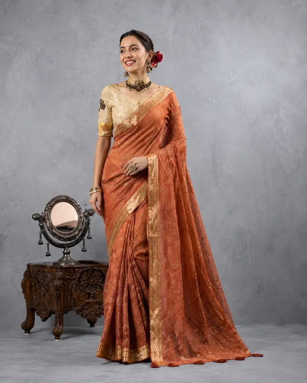 Rust_Orange_Crushed_Tissue_Silk_Saree