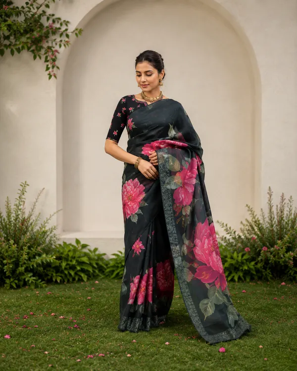 Black_Floral_Organza_Saree