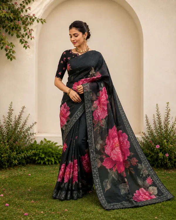 Black_Floral_Organza_Saree