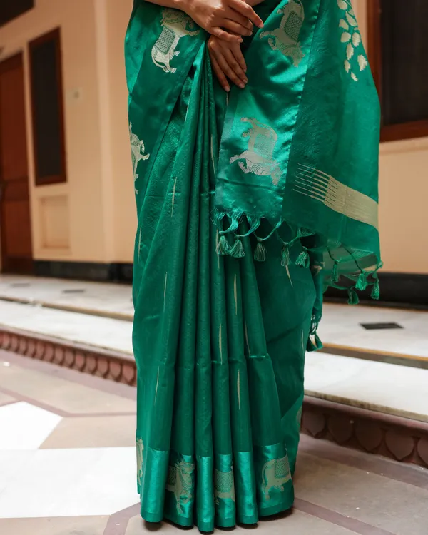 Teal_Green_Pichwai_Cotton_Saree
