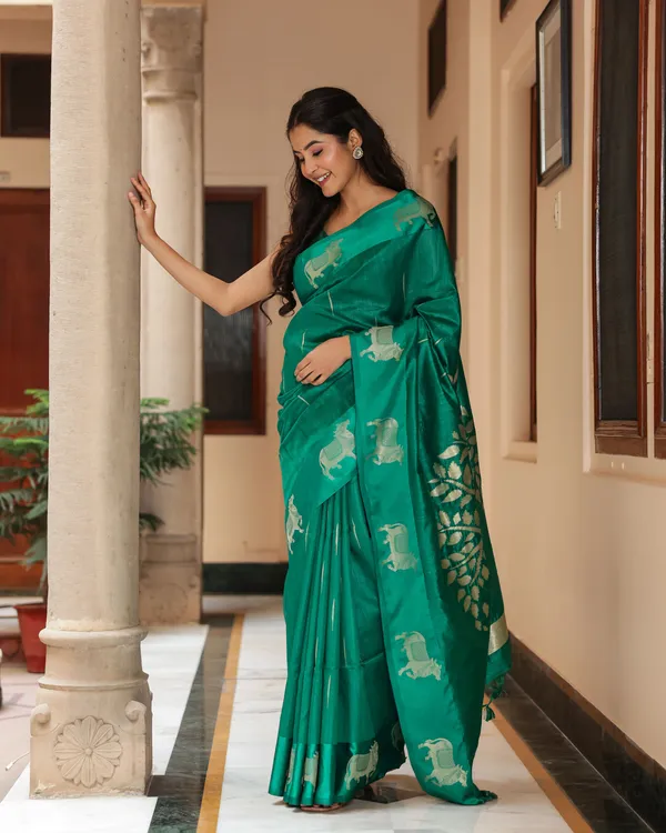 Teal_Green_Pichwai_Cotton_Saree