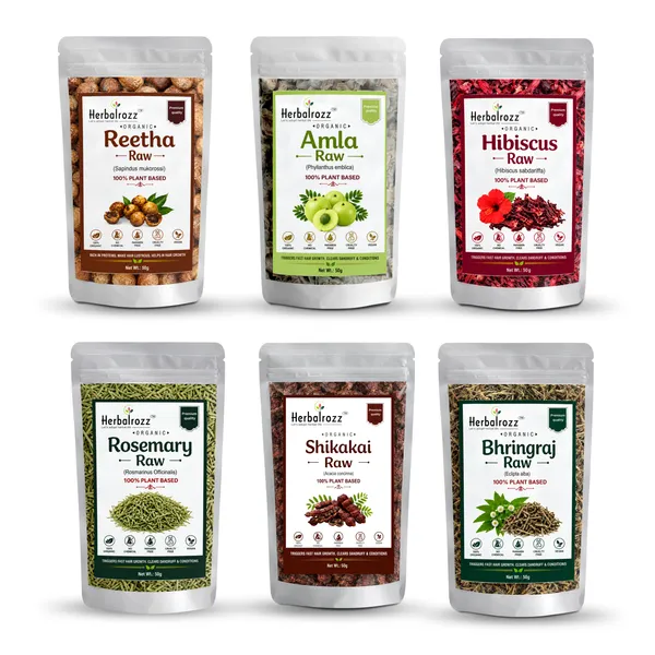 Herbalrozz_Organic_Herbal_Hair_Care_Raw_Herbs_Amla,_Reetha,_Bhringraj,_Hibiscus,_Rosemary_Leaves_&_Shikakai_Raw_Combo_Pack