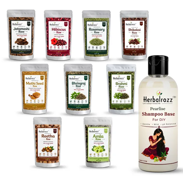 Herbalrozz_Organic__Raw_Amla,_Reetha,_Shikakai,_Bhringraj,_Hibiscus,_Rosemary_Leaves,_Brahmi,_Jatamashi,_Methi_Dana_250g_with_Shampoo_Base_200ml_Natural_Ayurvedic_Blend_for_Healthy,_Shiny_&_Strong_Hair_Herbal_Cleanser_&_Conditioner_DIY_Haircare_Products,_Diy_Shampoo_Combo_Pack