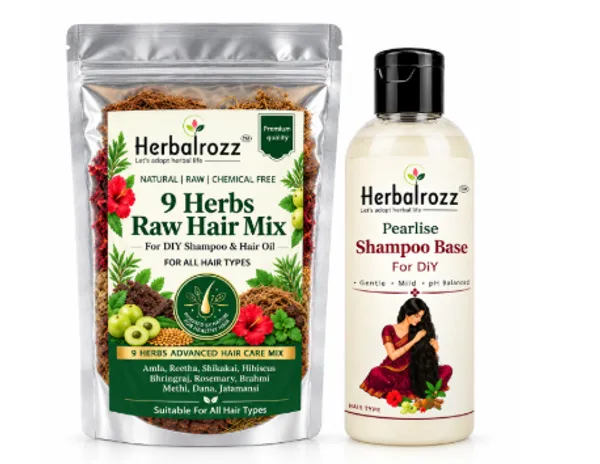 9_Herbs_Mix_250gm_With_200ml_Shampoo_Base_Natural_Dried_Amla_Reetha_Shikakai_Bhringraj_Shikakai_Methi_Dana_Jatamashi_Brahmi_Hibiscus_Each_Mix_DIY_Shampoo