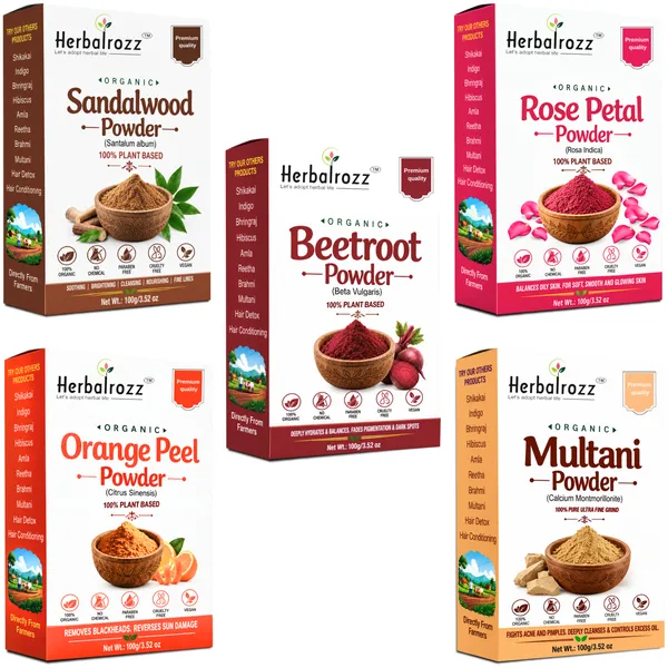 Herbalrozz_Organic_Face_Pack_Herbal_Powder_Multani_Mitti,_Orange_Peel_Powder,_Beetroot_Powder,_Sandalwood_Powder,_Rose_Petal_Powder_Combo_Set