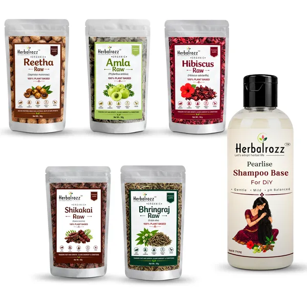 Herbalrozz_Raw_Amla,_Reetha,_Shikakai,_Bhringraj,_Hibiscus_250g_with_Shampoo_Base_200ml_|_Natural_Ayurvedic_Blend_for_Healthy,_Shiny_&_Strong_Hair_|_Herbal_Cleanser_&_Conditioner_|_DIY_Haircare_Products,_Diy_Shampoo