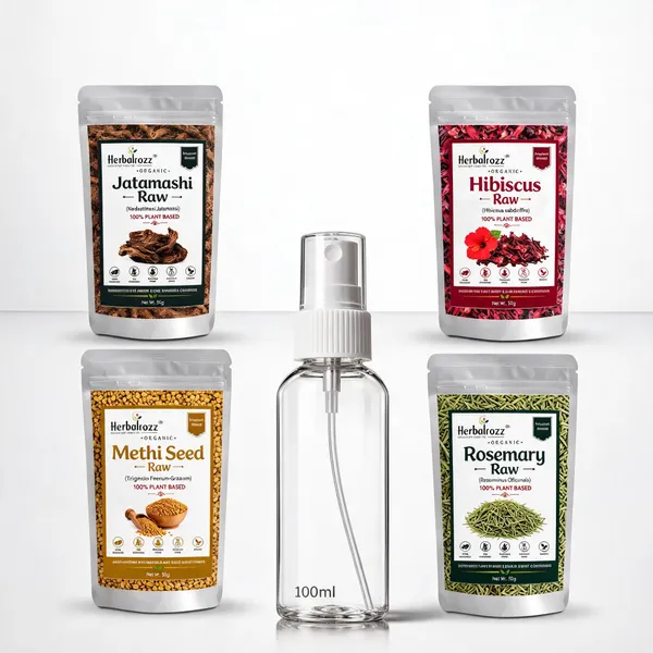 Raw_Herb_Hair_Care_Kit_Rosemary_Leaves_Hibiscus_Jatamansi_Roots_&_Methi_Dana_With_Empty_Spray_Bottle
