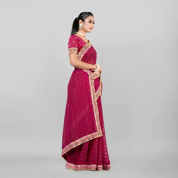 Magenta_Georgette_Embroidered_Border_Saree_For_Women