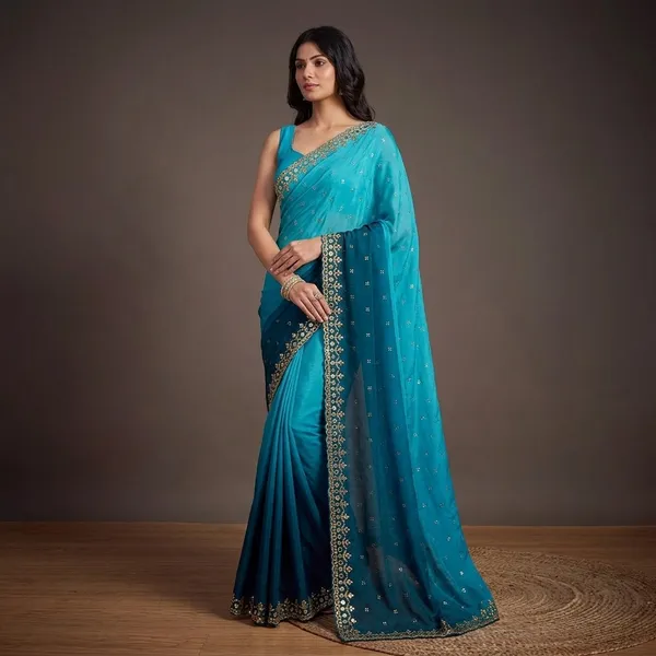 Turquoise_Blue_Chinnon_Ombre_Sequin_Embellished_Saree_For_Women