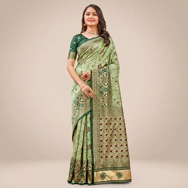 Light_Green_Banarasi_Silk_Woven_Zari_Saree_For_Women