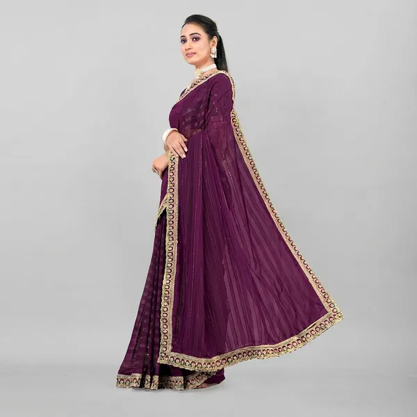 Purple_Georgette_Embroidered_Border_Saree_For_Women