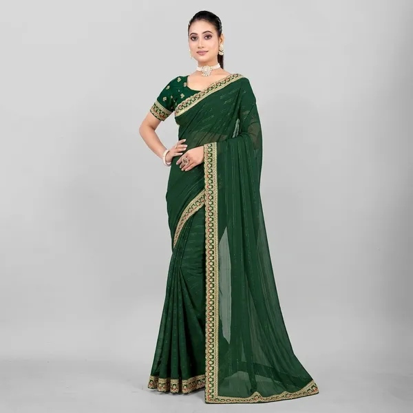 Green_Georgette_Embroidered_Border_Saree_For_Women