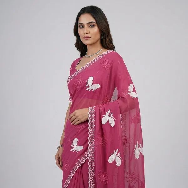 Pink_Georgette_Butterfly_Motif_Embroidered_Saree_For_Women