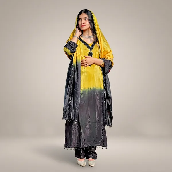 Yellow_Grey_Ombre_Silk_Embroidered_Kurta_Set_With_Dupatta_For_Women