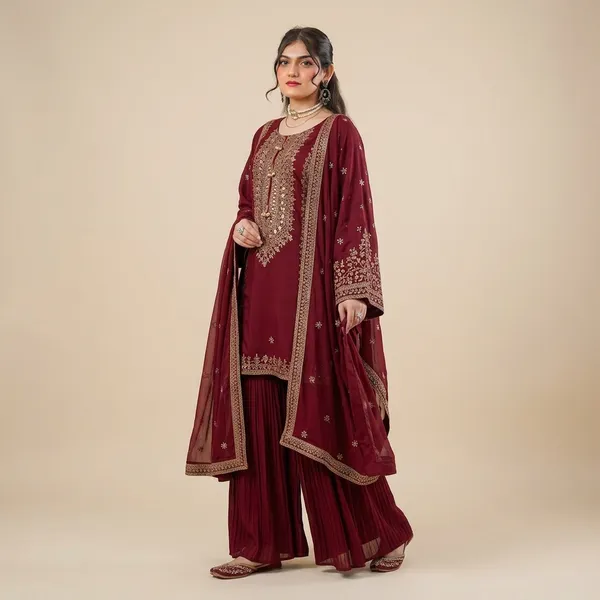 Maroon_Fendy_Silk_Embroidered_Sharara_Suit_Set_For_Women