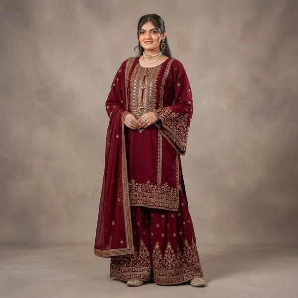 Maroon_Fendy_Silk_Embroidered_Sharara_Suit_Set_For_Women