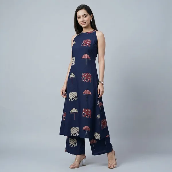 Navy_Blue_Rayon_Elephant_Print_Sleeveless_Kurta_Palazzo_Set_For_Women