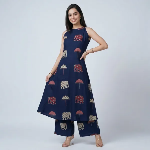 Navy_Blue_Rayon_Elephant_Print_Sleeveless_Kurta_Palazzo_Set_For_Women