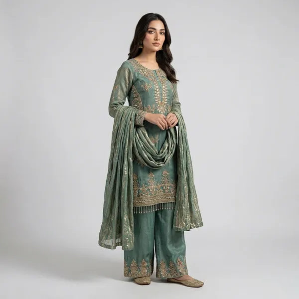 Green_Fendy_Silk_Embroidered_Palazzo_Suit_Set_For_Women