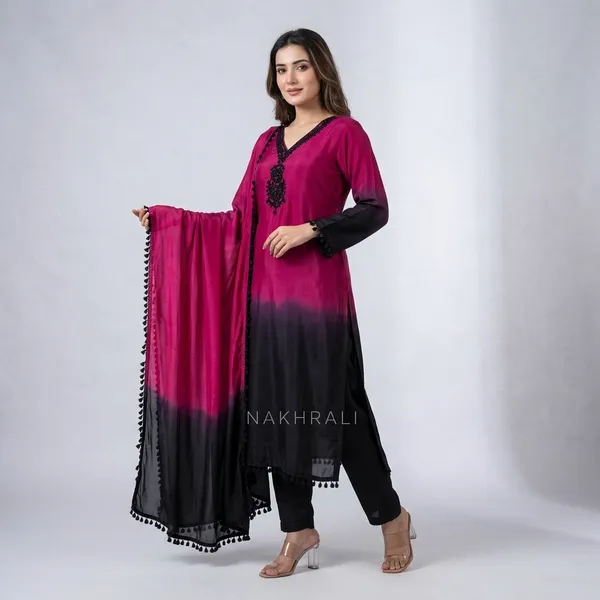 Pink_Black_Ombre_Silk_Embroidered_Kurta_Set_With_Dupatta_For_Women