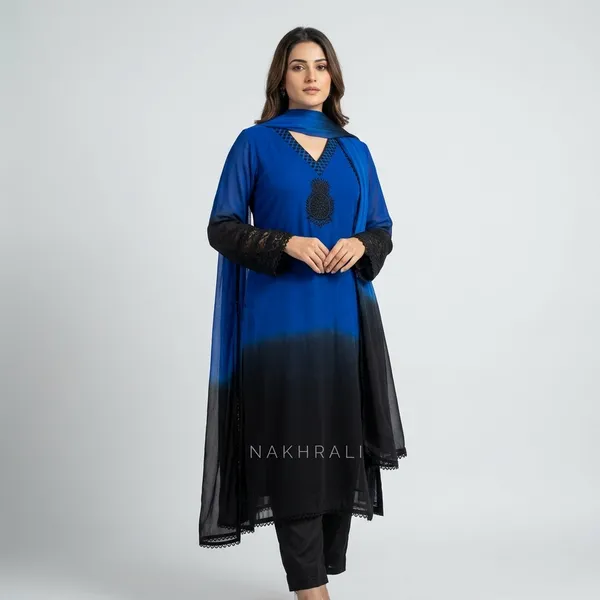 Blue_Black_Ombre_Silk_Straight_Kurta_Set_For_Women