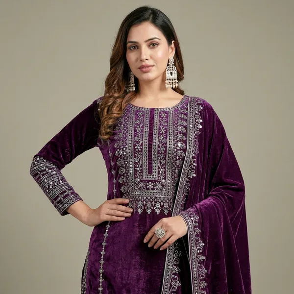 Purple_Velvet_Embellished_Ethnic_Suit_Set_For_Women