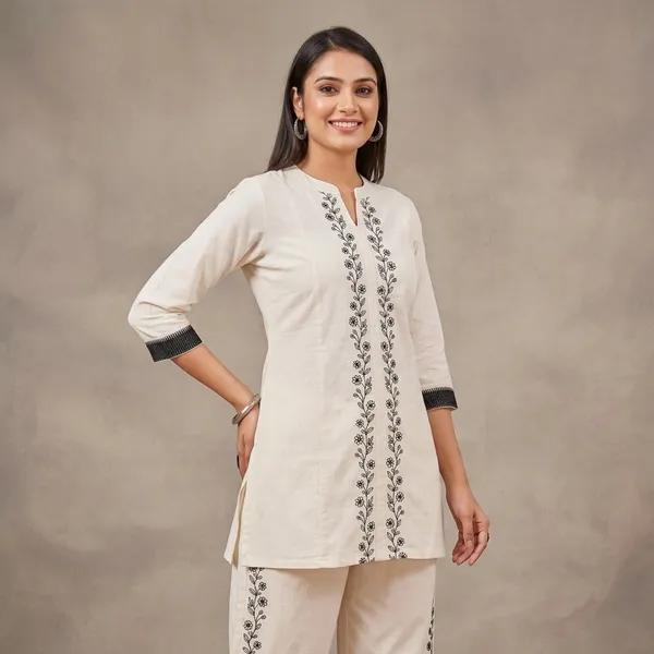 White_Cotton_Floral_Embroidered_Kurta_Pant_Set_For_Women