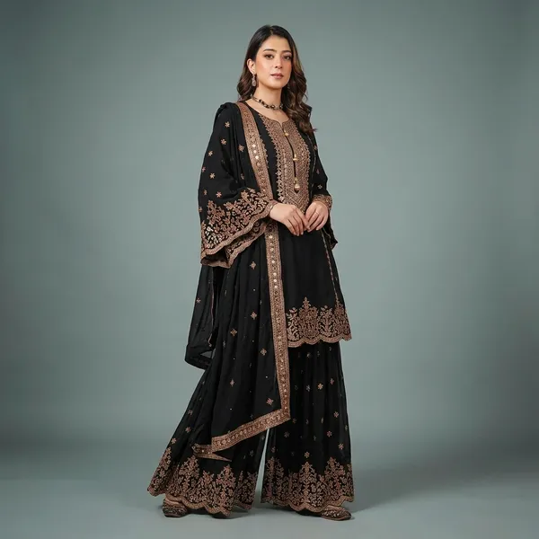Black_Fendy_Silk_Embroidered_Sharara_Suit_Set_For_Women