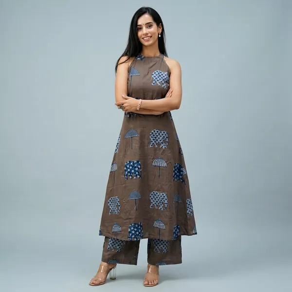 Brown_Rayon_Printed_Sleeveless_Kurta_Palazzo_Set_For_Women