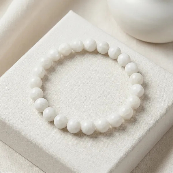 White_Moonstone_Beaded_Stretch_Bracelet