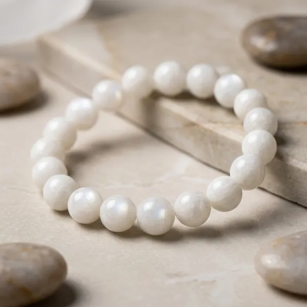 White_Moonstone_Beaded_Stretch_Bracelet