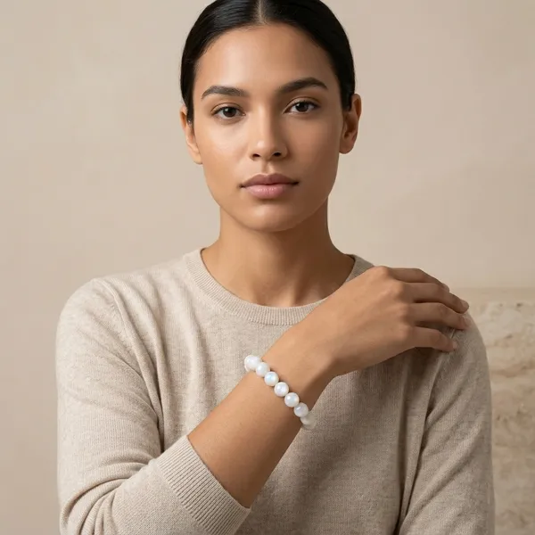 White_Moonstone_Beaded_Stretch_Bracelet
