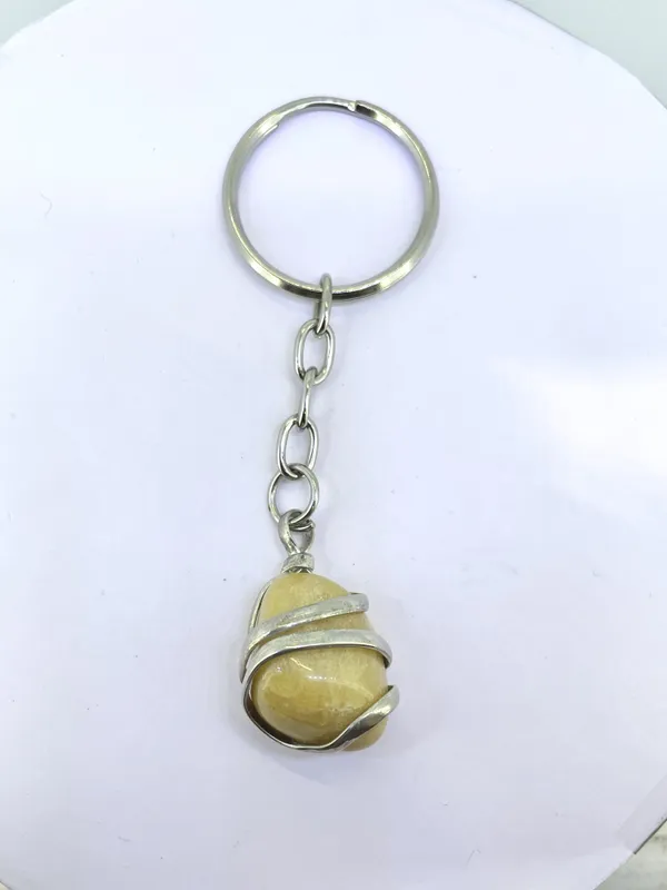 Wire_Wrapped_Yellow_Aventurine_Gemstone_Keychain