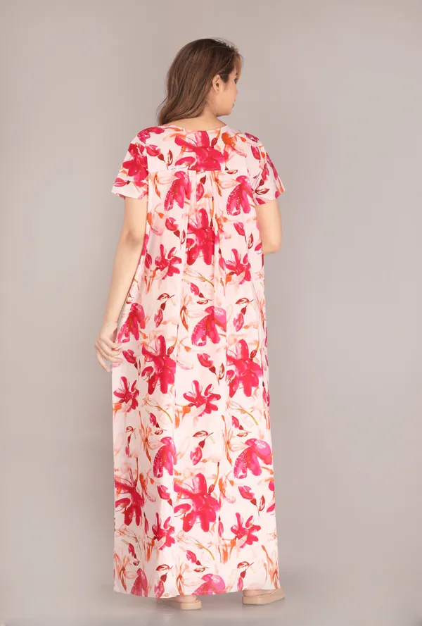 Spray-Flower-Pink_Discharge-Print_Pure_Cotton_NightGown