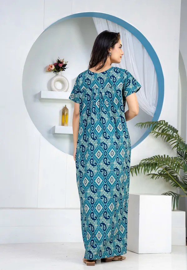 Ikkat-Kairy-Blue_Discharge-Print_Pure_Cotton_NightGown