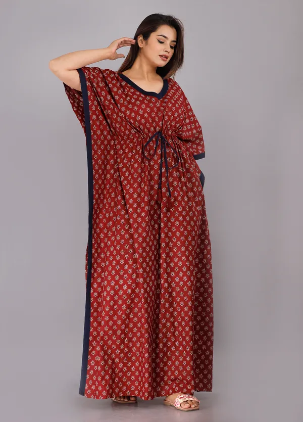 Foot_Buti_Maroon_LoungeWear_Pure_Cotton_Kaftan