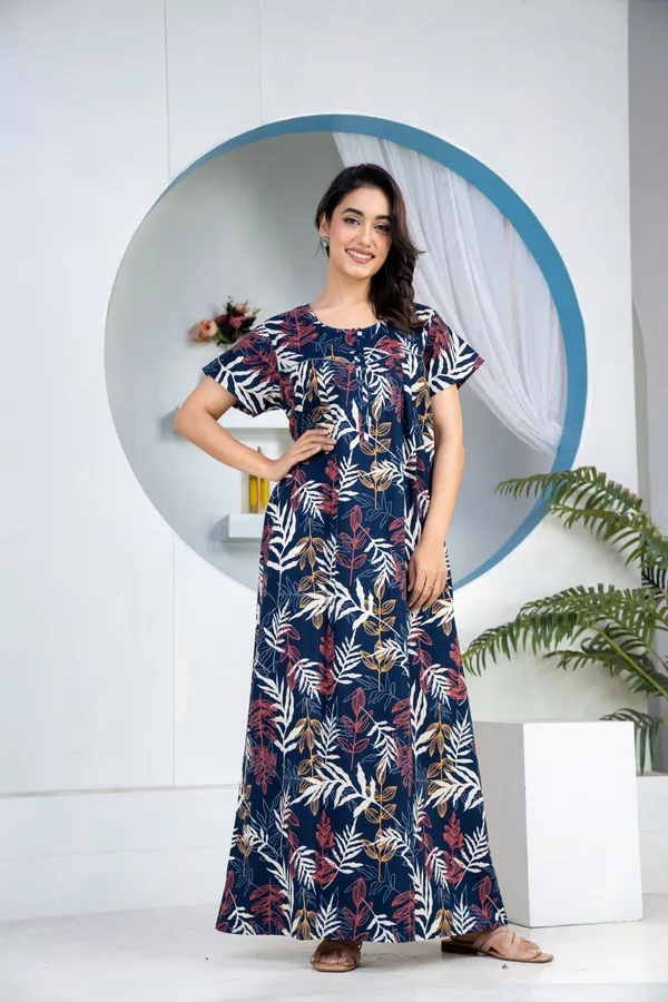 Patravali-Navy-Blue_Discharge-Print_Pure_Cotton_NightGown